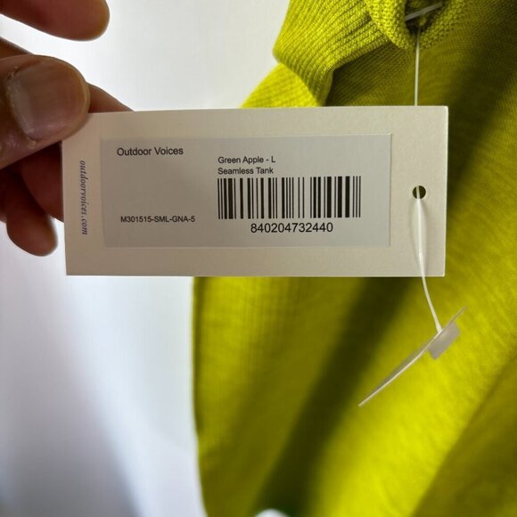 NWT Outdoor Voices Men's Green Apple Seamless Pique Tank Top Size Large - Picture 6 of 10